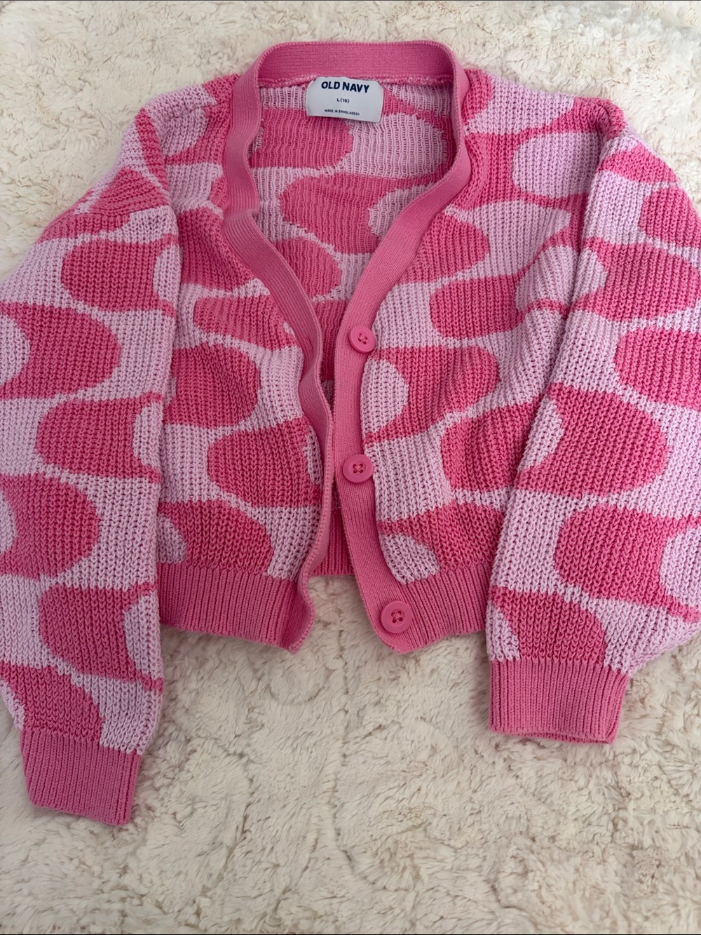 Old Navy Pink Two-Tone Patterned Girls' Cardigan